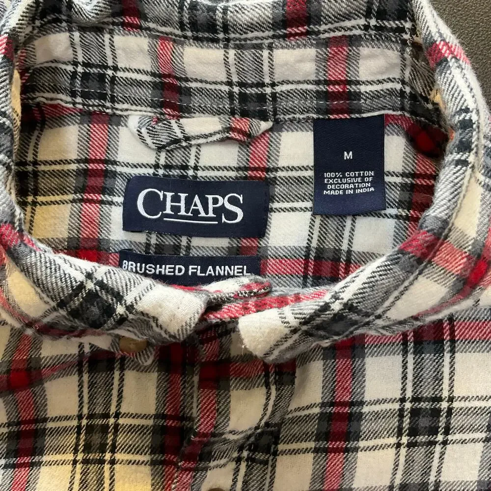 Chaps Men’s Plaid Flannel Button Down Shirts Size M Bundle of 2